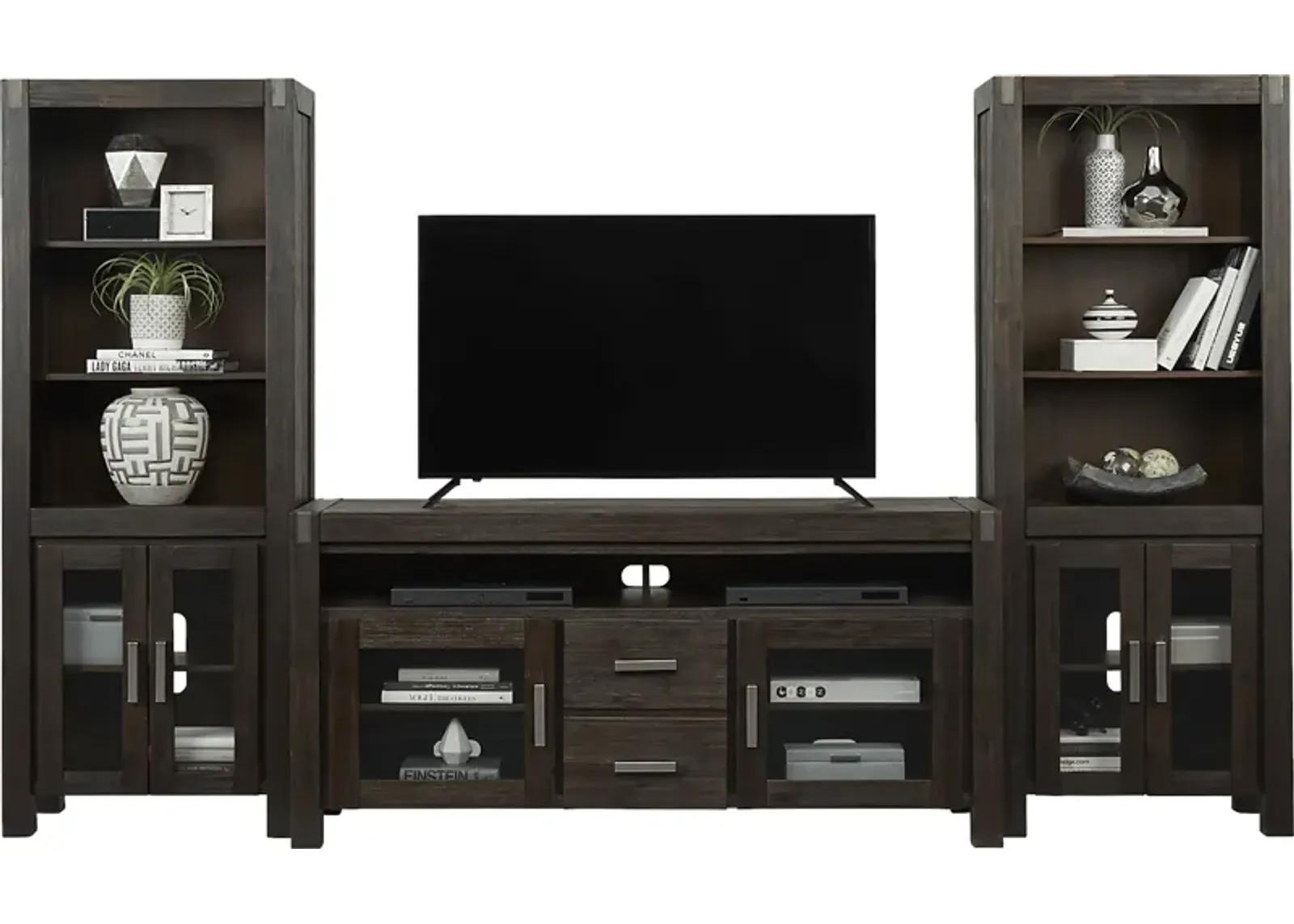 Hidden Springs II Espresso 3 Pc Wall Unit with 66 in. Console