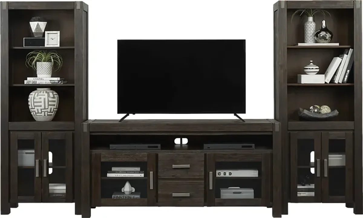 Hidden Springs II Espresso 3 Pc Wall Unit with 66 in. Console