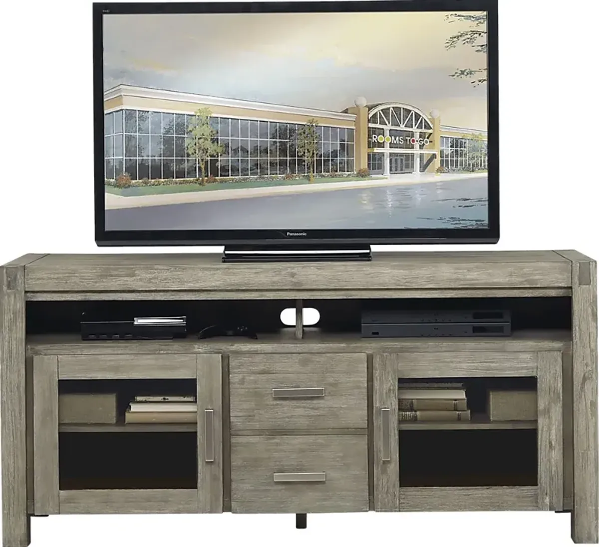 Hidden Springs II Gray 66 in. Flat Screen Console