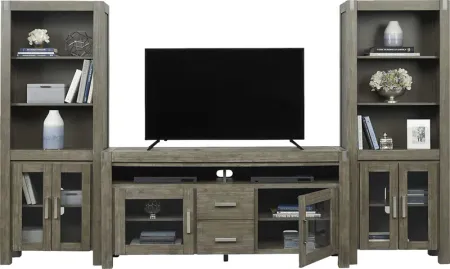 Hidden Springs II Gray 3 Pc Wall Unit with 66 in. Console