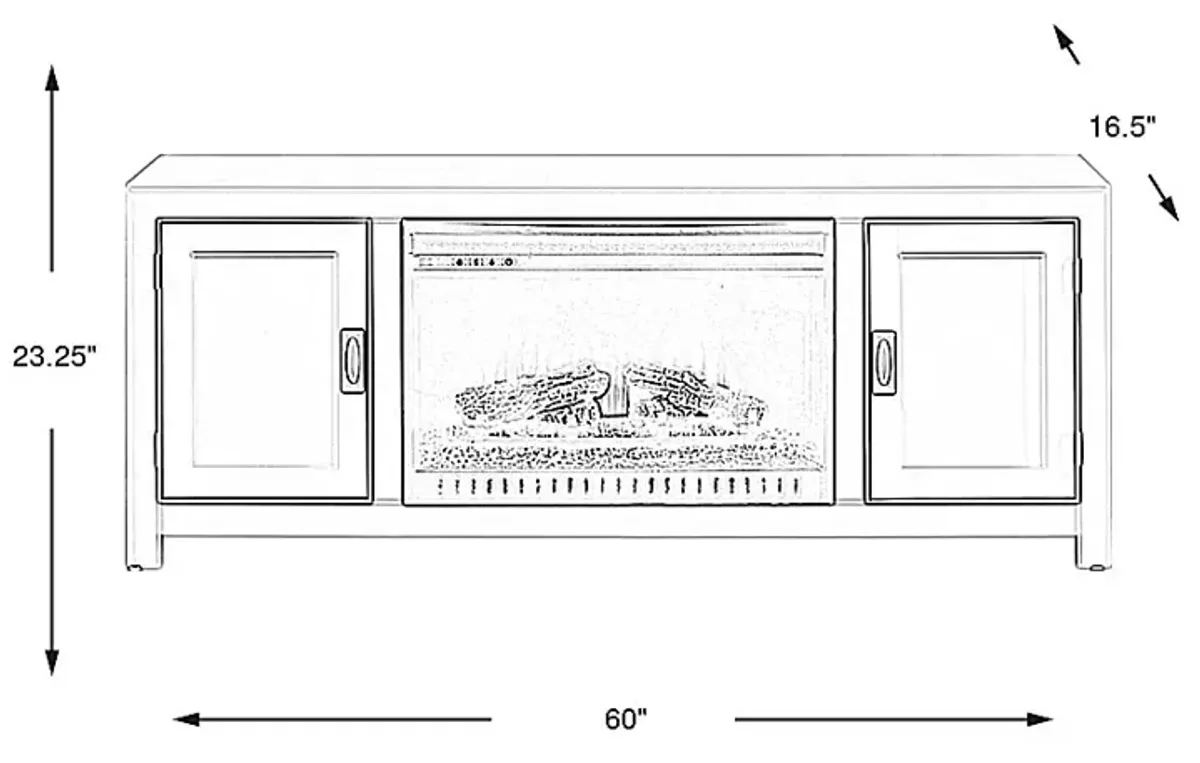 Sawyer Mills Silver 60 in. Console with Electric Log Fireplace