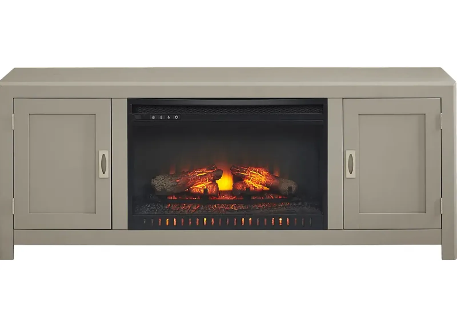 Sawyer Mills Silver 60 in. Console with Electric Log Fireplace