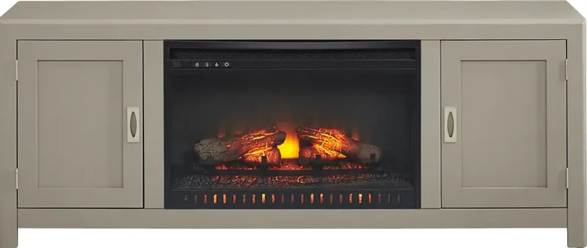 Sawyer Mills Silver 60 in. Console with Electric Log Fireplace