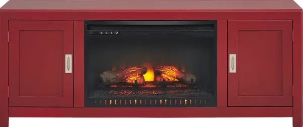 Sawyer Mills Red 60 in. Console with Electric Log Fireplace