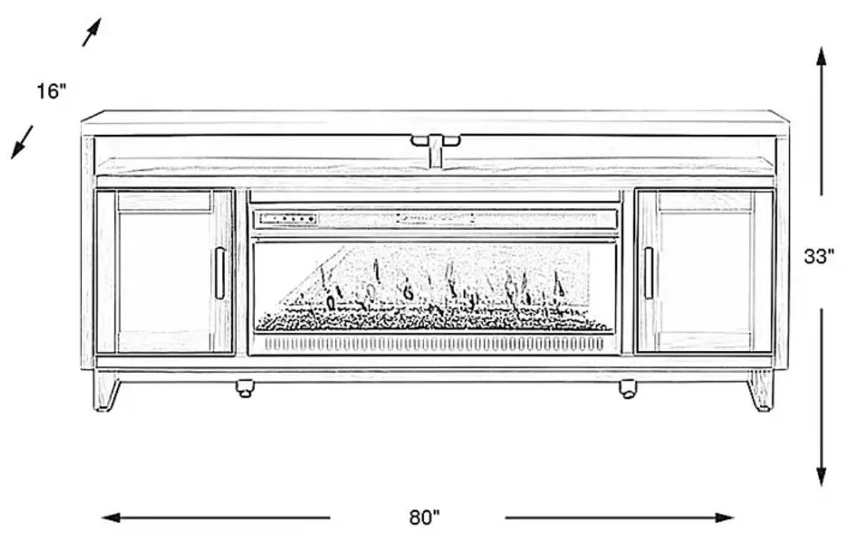 Valinor White 80 in. Console with Electric Fireplace