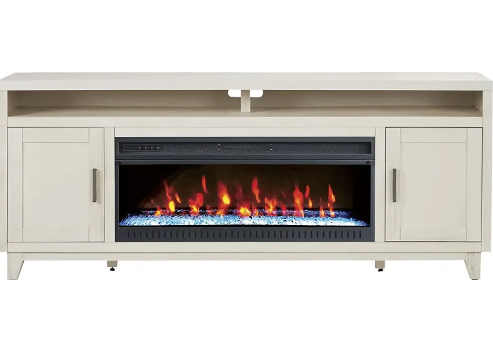 Valinor White 80 in. Console with Electric Fireplace