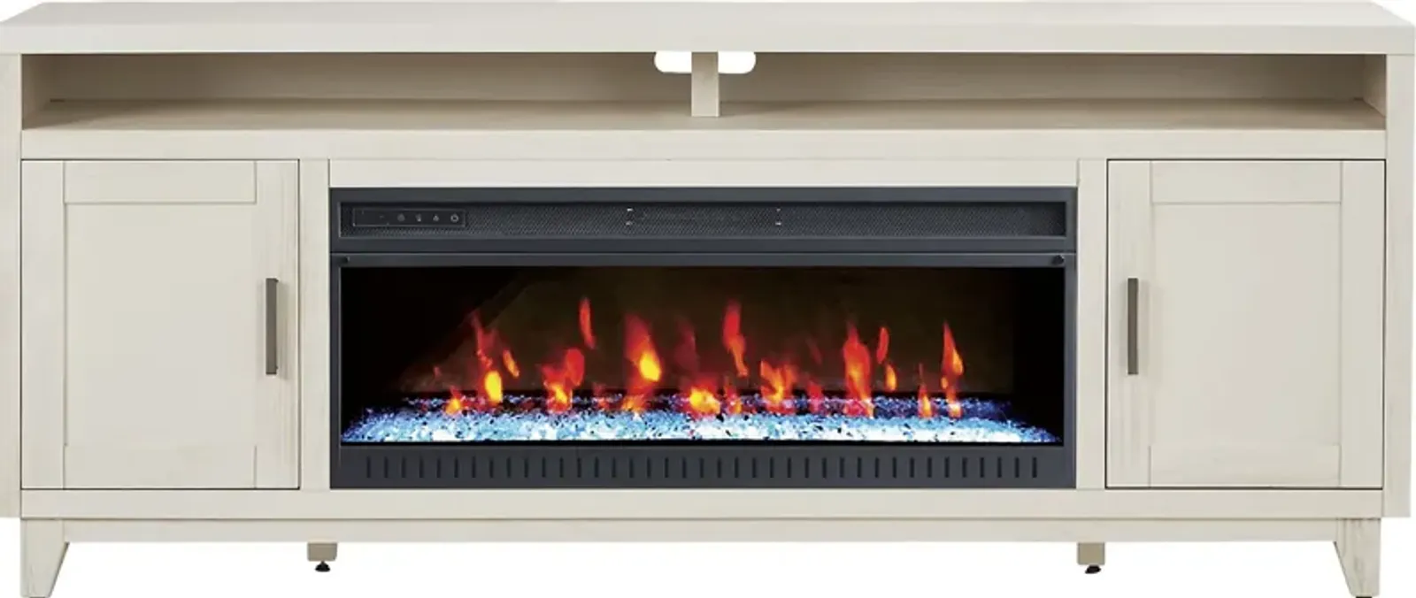 Valinor White 80 in. Console with Electric Fireplace