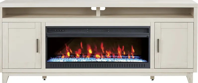 Valinor White 80 in. Console with Electric Fireplace