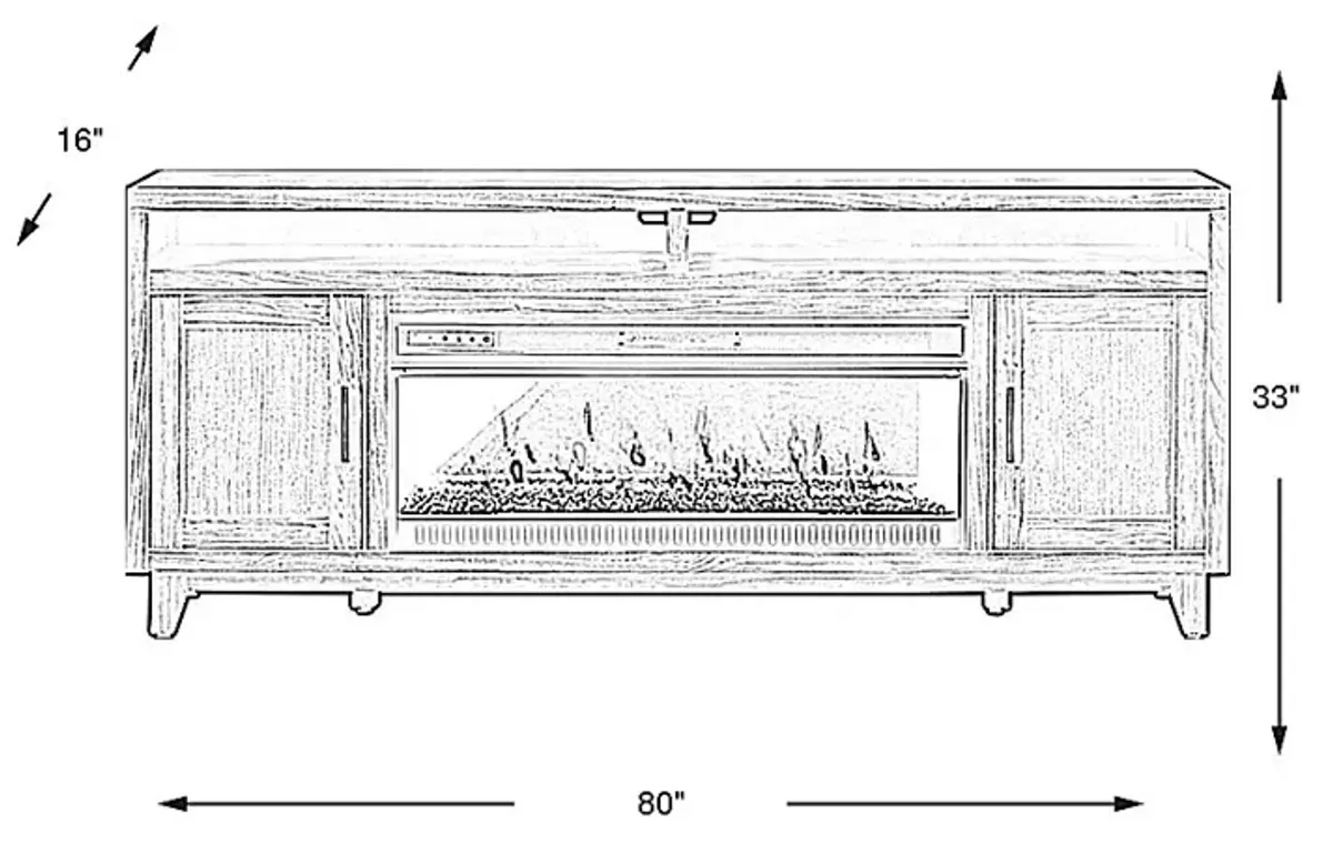 Valinor Brown 80 in. Console with Electric Fireplace