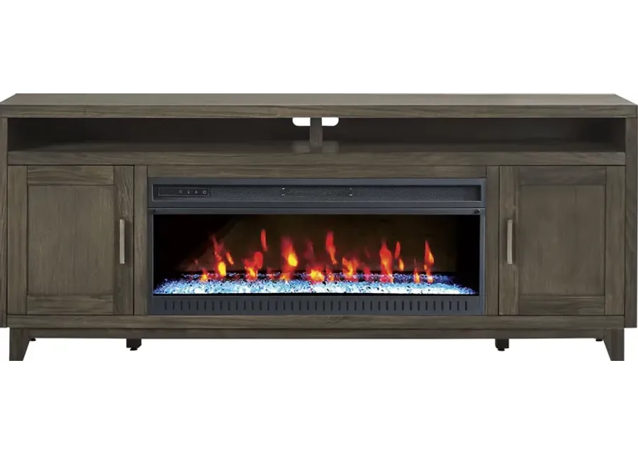 Valinor Brown 80 in. Console with Electric Fireplace