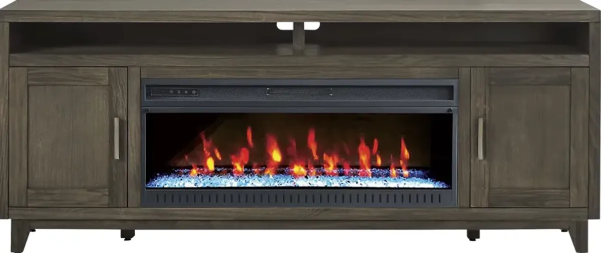 Valinor Brown 80 in. Console with Electric Fireplace