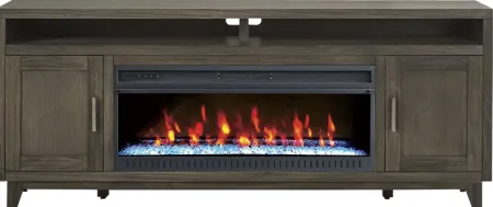 Valinor Brown 80 in. Console with Electric Fireplace