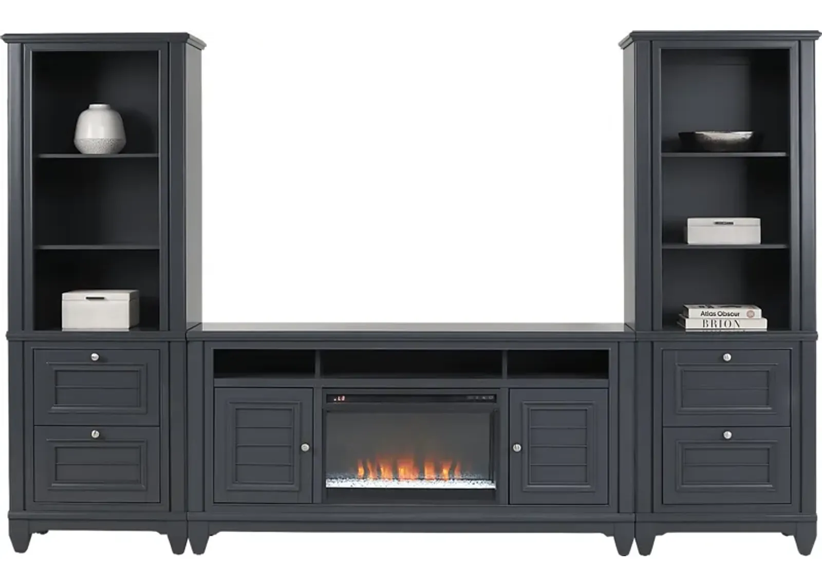 Hilton Head Graphite 4 Pc Wall Unit with 66 in. Console and Electric Fireplace