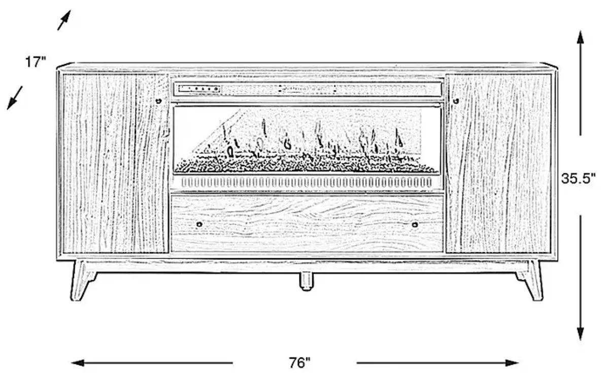 Broxbern Walnut 76 in. Console with Electric Fireplace