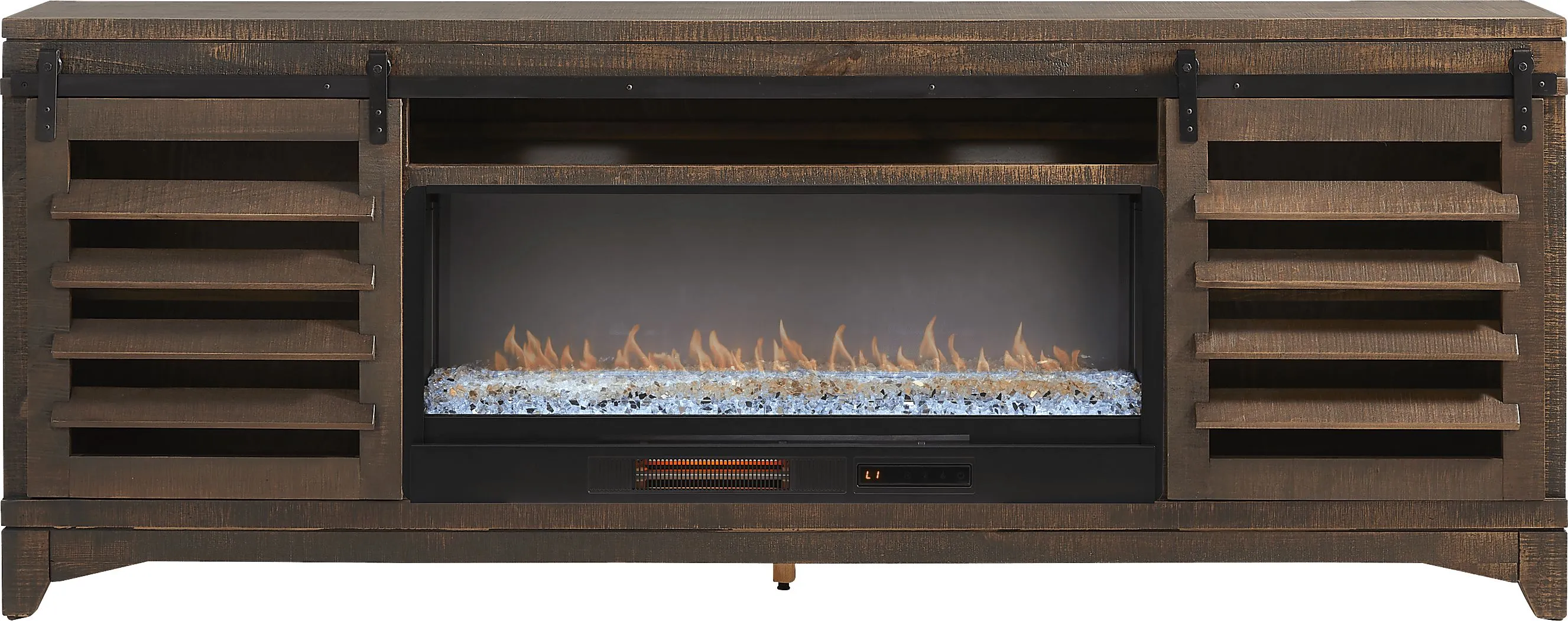 Canoe Creek Brown 88 in. Console with Electric Fireplace