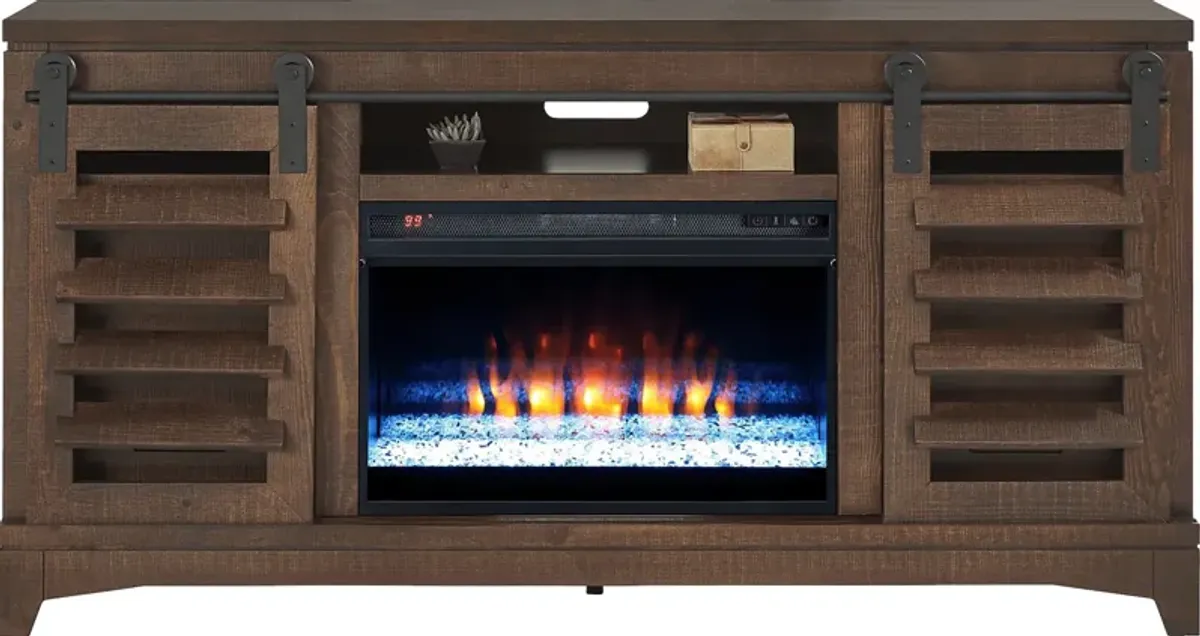 Canoe Creek II Tobacco 66 in. Console with Electric Fireplace