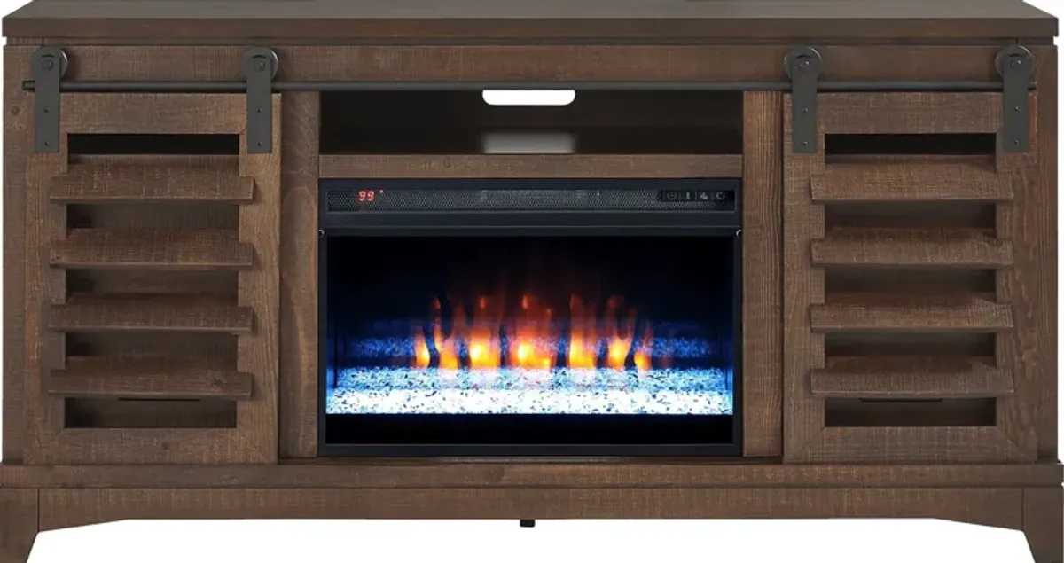 Canoe Creek II Tobacco 66 in. Console with Electric Fireplace