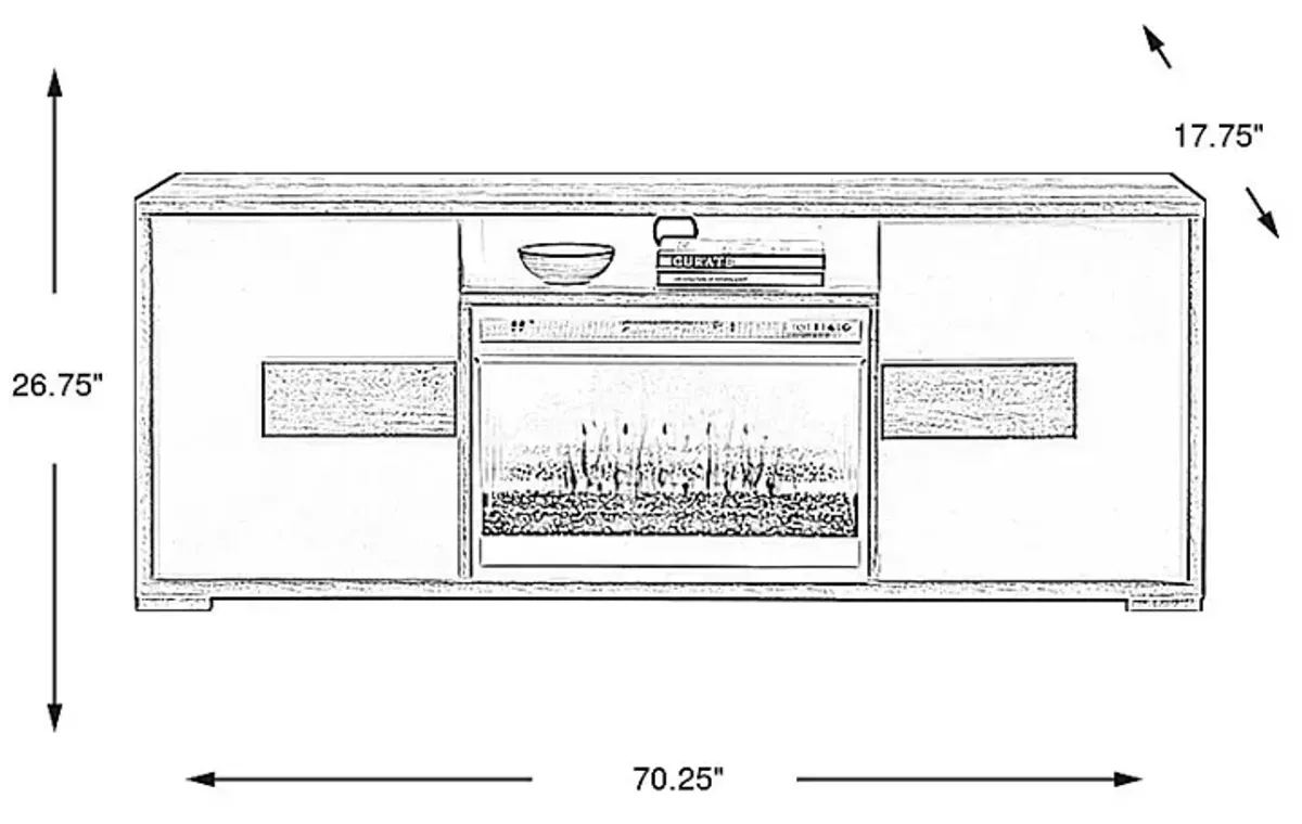 Studio Place Black 70 in. Console with Electric Fireplace