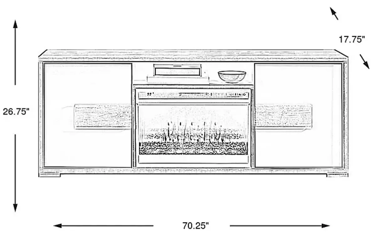 Studio Place Silver 70 in. Console with Electric Fireplace