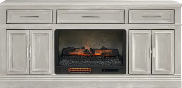 Stephenson Light Gray 70" Console with Electric Log Fireplace