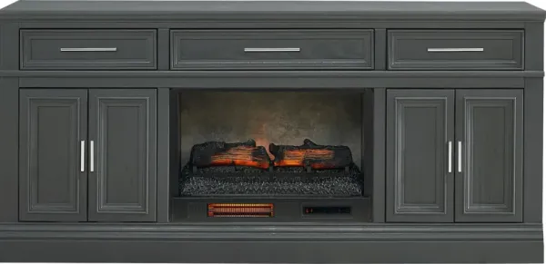 Stephenson Dark Gray 70" Console with Electric Log Fireplace