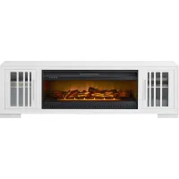 Wyndell Way White 78 in. Console with Electric Log Fireplace
