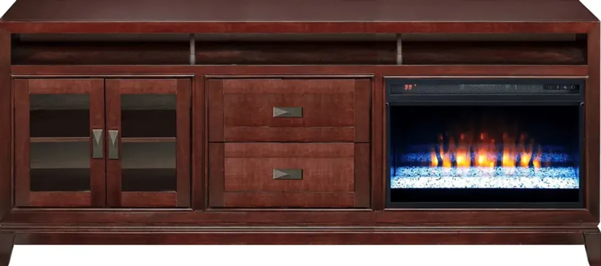 River Terrace Merlot 82 in. Console with Electric Fireplace