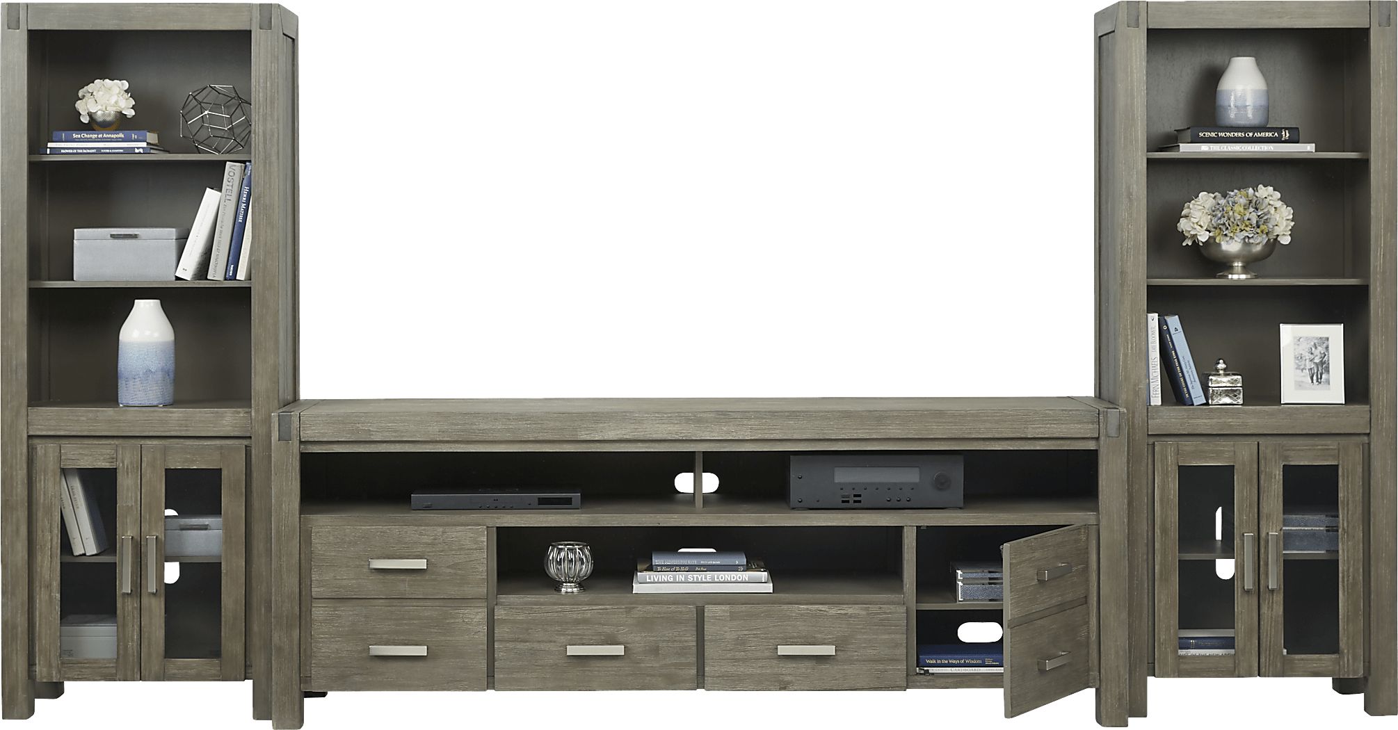 Hidden Springs II Gray 3 Pc Wall Unit with 84 in. Console
