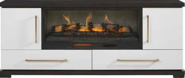Elko Falls White 80 in. Console with Electric Log Fireplace