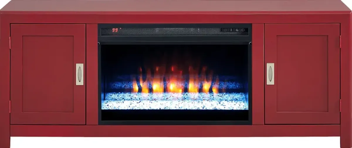 Sawyer Mills Red 60 in. Console with Electric Fireplace