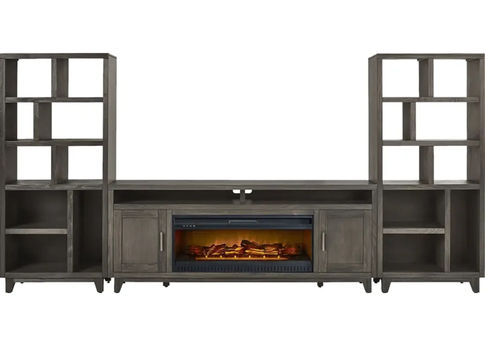 Valinor Smoke 4 Pc Wall Unit with 80 in. Console and Electric Log Fireplace