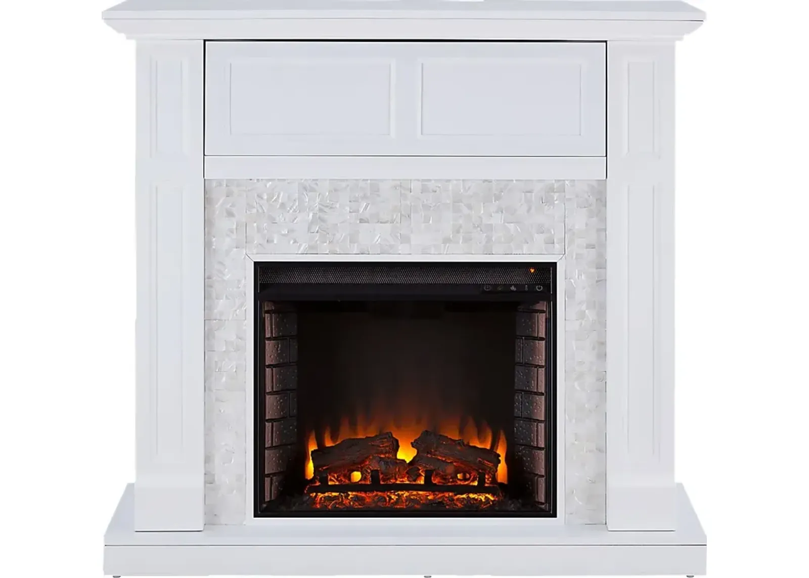 Novatak White 45.5 in. Console with Electric Fireplace