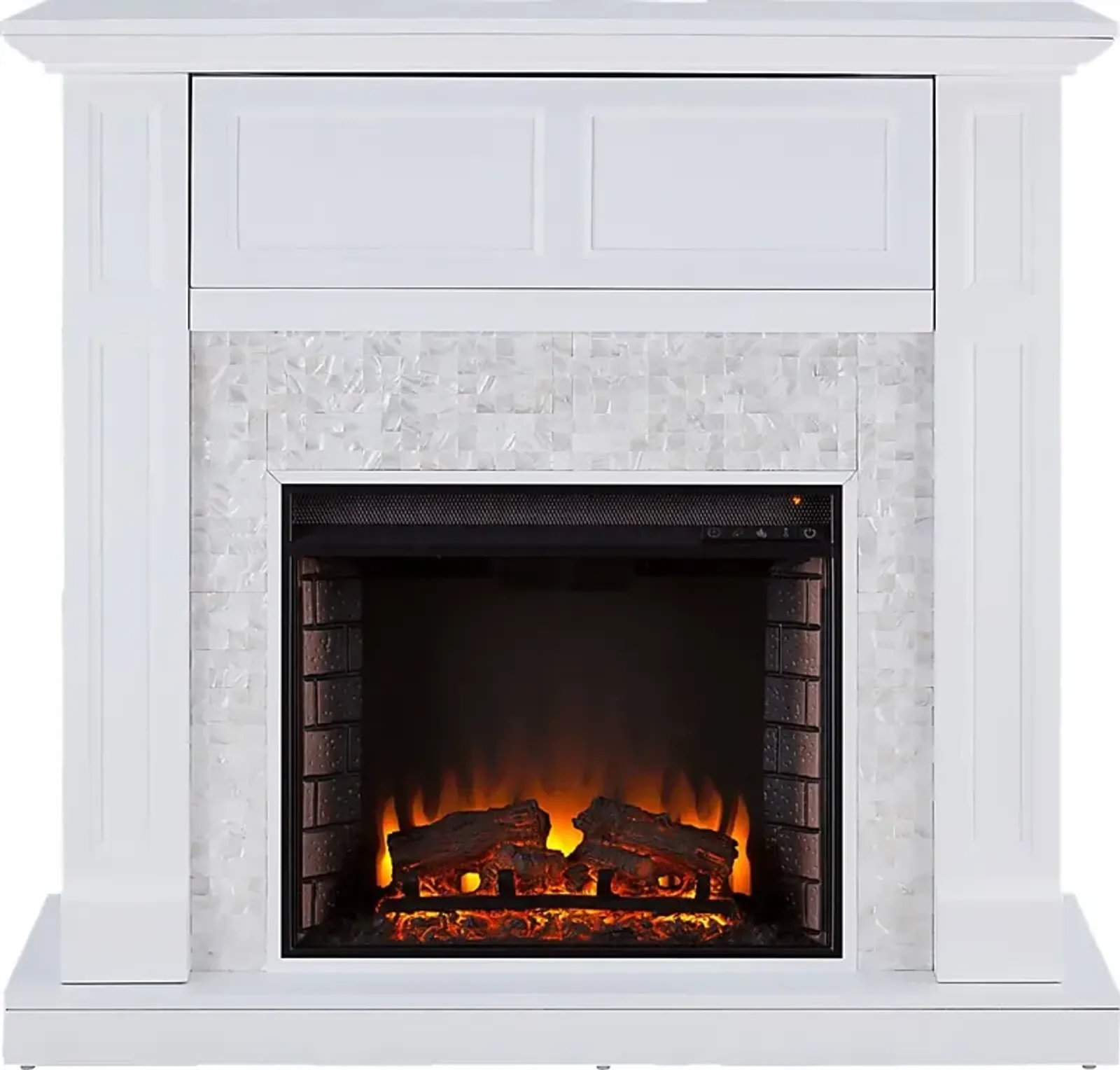 Novatak White 45.5 in. Console with Electric Fireplace