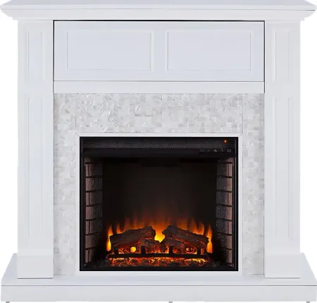 Novatak White 45.5 in. Console with Electric Fireplace
