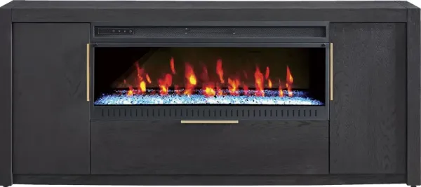 Easton Park Black 74 in. Console with Electric Fireplace