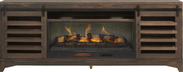 Canoe Creek Brown 88 in. Console with Electric Fireplace
