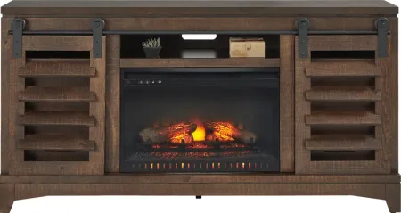 Canoe Creek II Tobacco 66 in. Console with Electric Log Fireplace