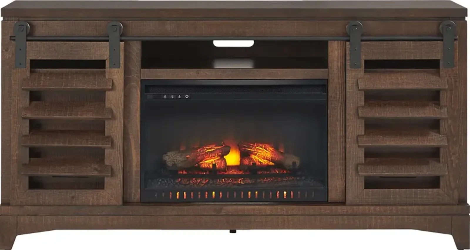 Canoe Creek II Tobacco 66 in. Console with Electric Log Fireplace