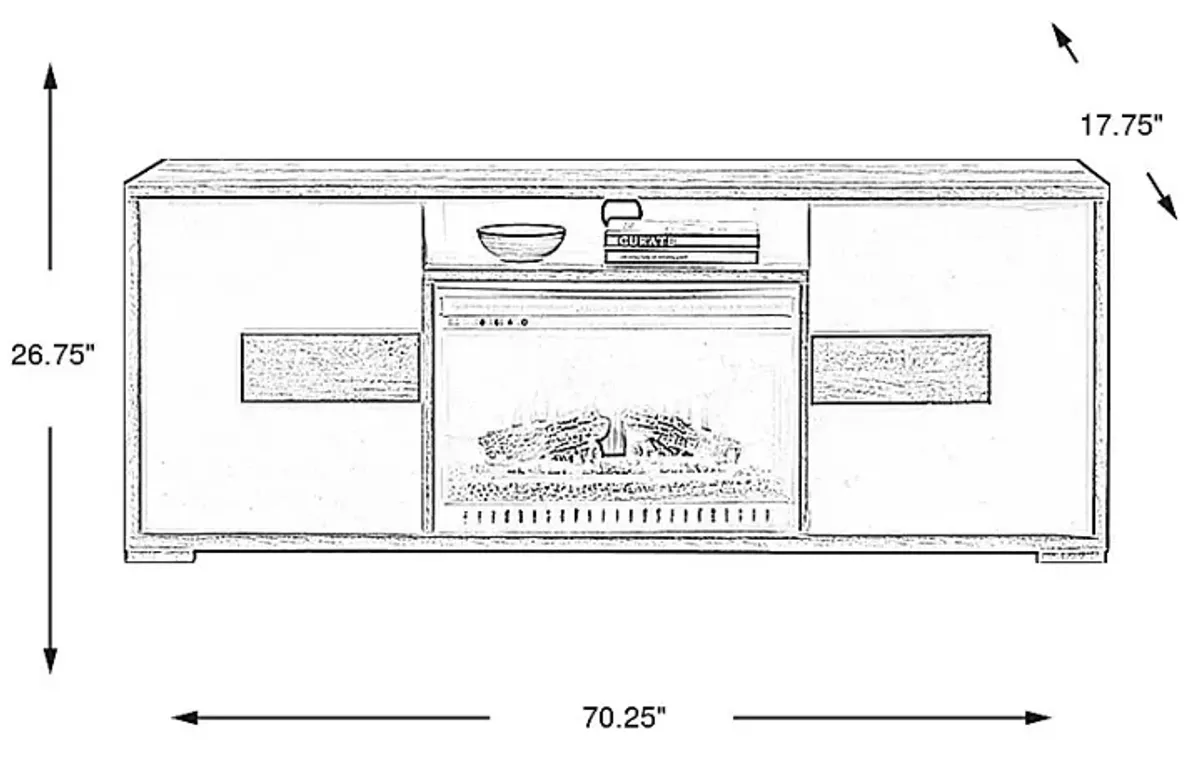 Studio Place Black 70 in. Console with Electric Log Fireplace