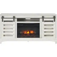 Canoe Creek II White 66 in. Console with Electric Log Fireplace
