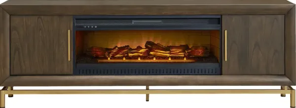 Fontaine Brown 84" Console with Electric Log Fireplace