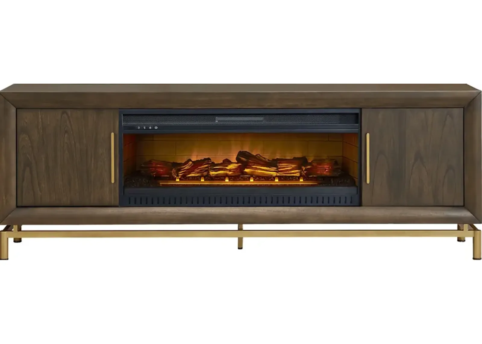 Fontaine Brown 84"" Console with Electric Log Fireplace