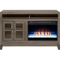 River Terrace Gray 52 in. Console with Electric Fireplace