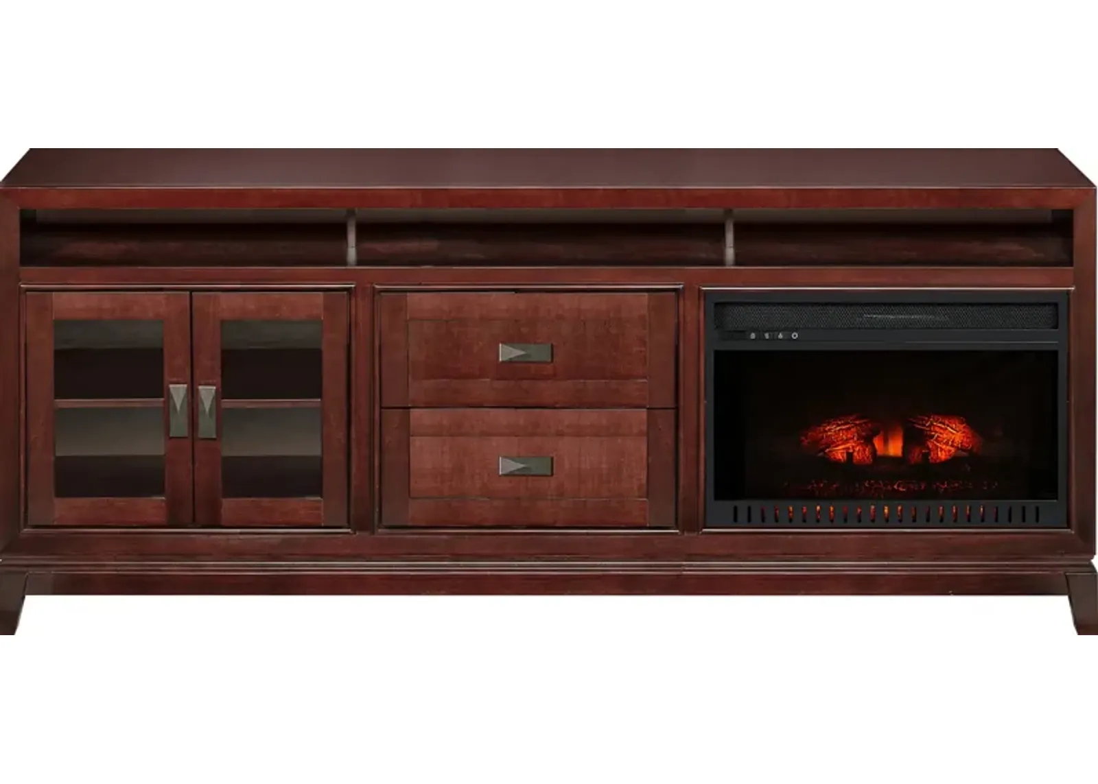 River Terrace Merlot 82 in. Console with Electric Log Fireplace