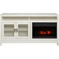 River Terrace Off-White 62 in. Console with Electric Log Fireplace