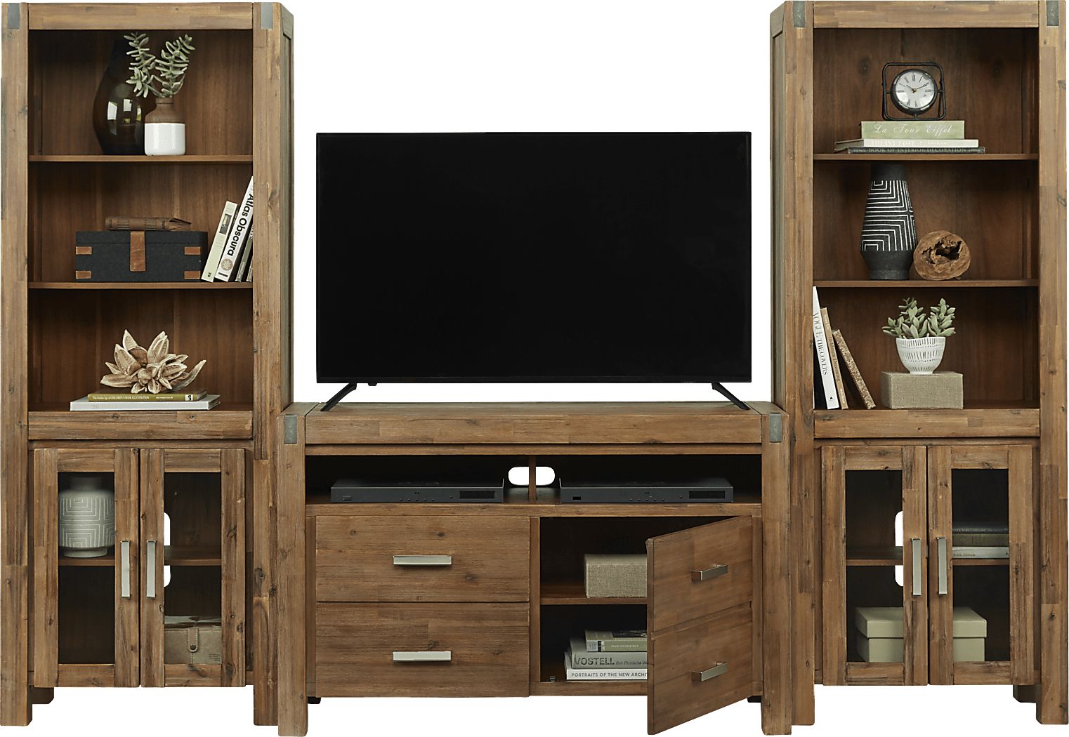 Hidden Springs II Tan 3 Pc Wall Unit with 50 in. Console