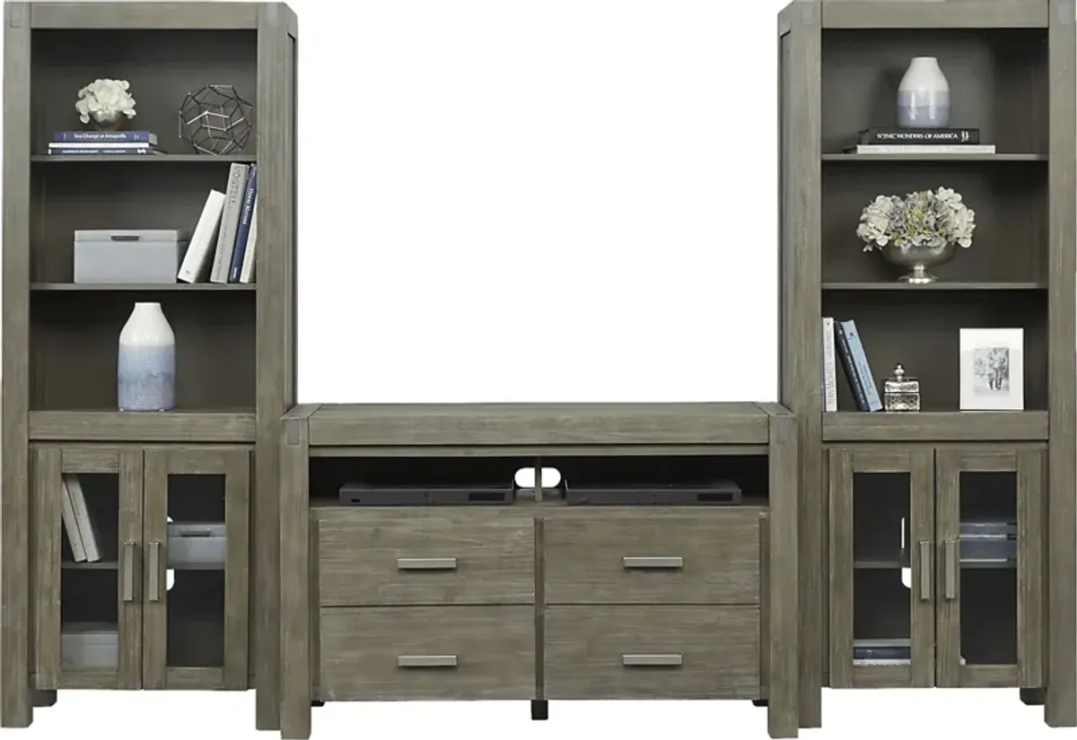 Hidden Springs II Gray 3 Pc Wall Unit with 50 in. Console