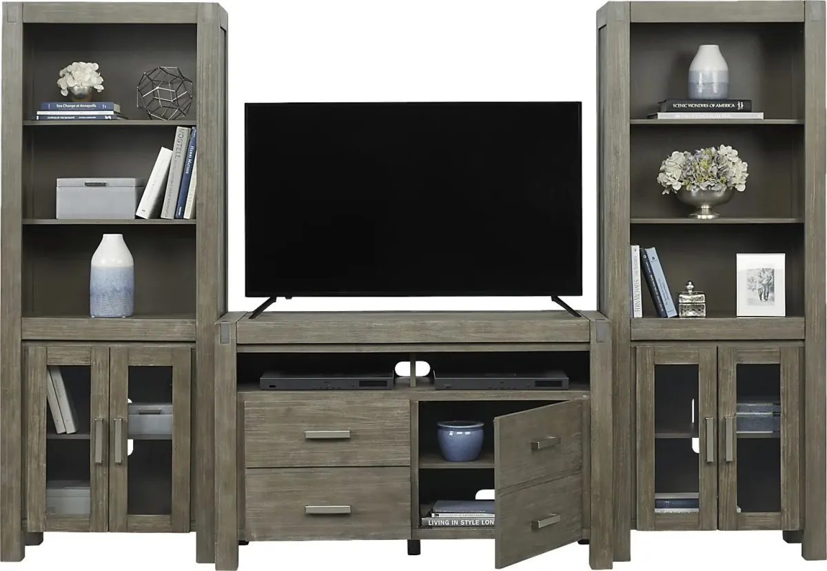Hidden Springs II Gray 3 Pc Wall Unit with 50 in. Console