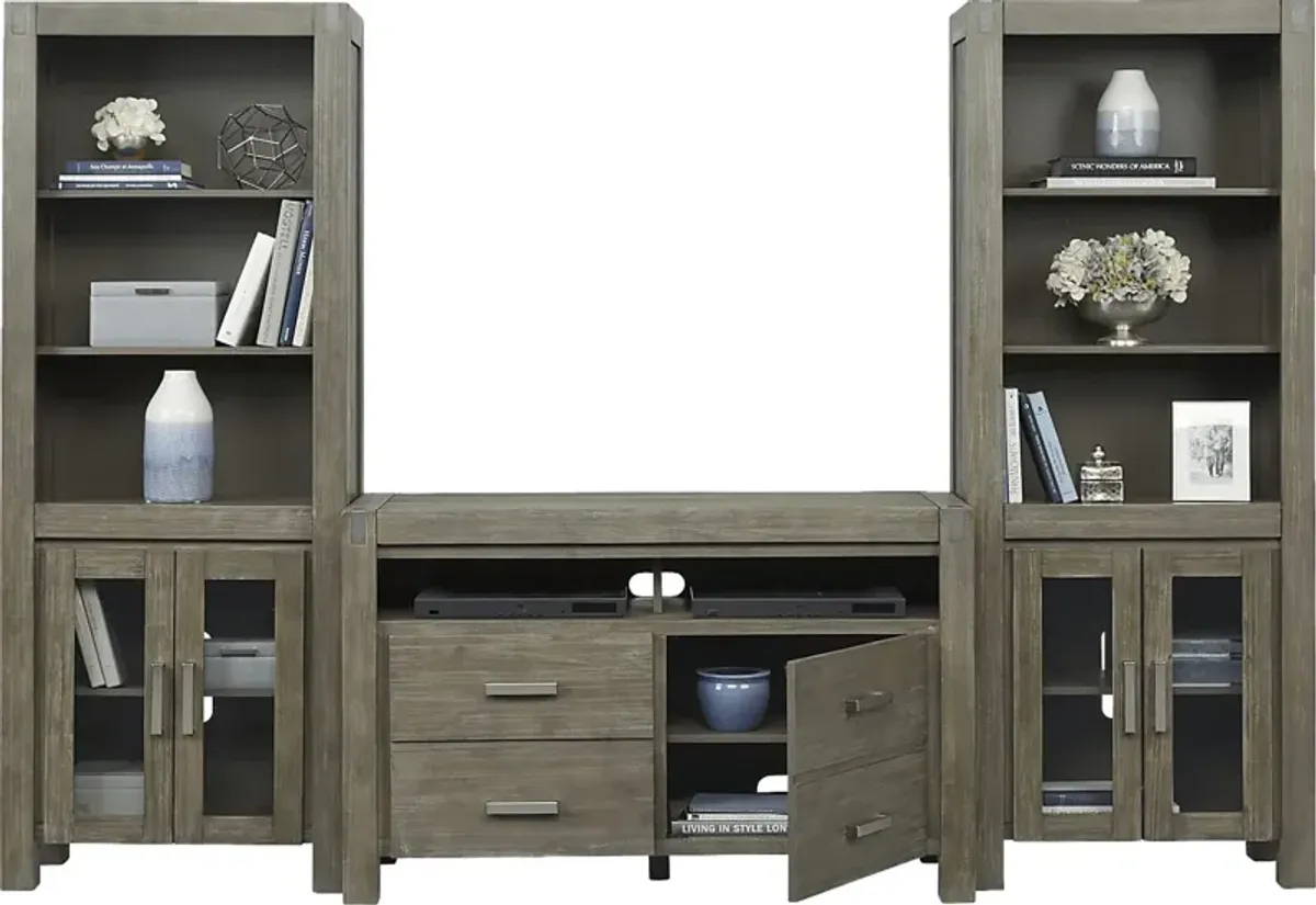 Hidden Springs II Gray 3 Pc Wall Unit with 50 in. Console