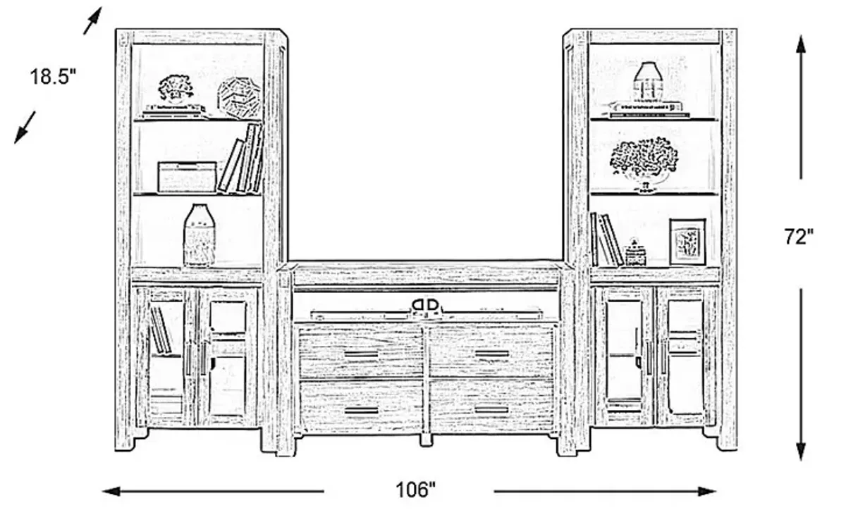 Hidden Springs II Gray 3 Pc Wall Unit with 50 in. Console